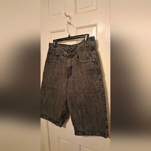 Vintage Men's Washed Black Denim Shorts Size 34
